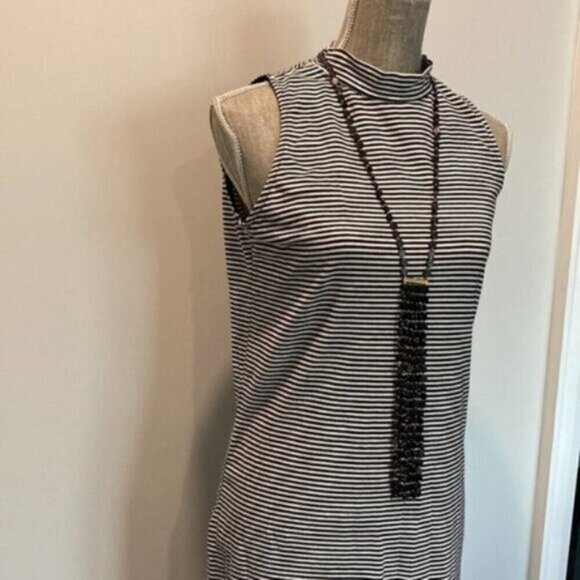 Dynamite Black Striped Sleeveless Dress Size Large​​​​​​​ - Picture 3 of 10